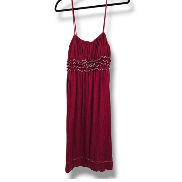 Max Studio Burgundy Ruffle Trim Sleeveless Dress Size M Casual Summer - Picture 1 of 9